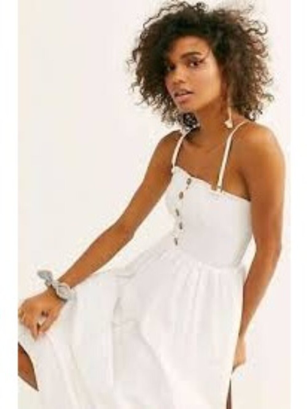 Free People Lilah Pleated Tube Midi Dress Women’s White Size L Strapless Poplin